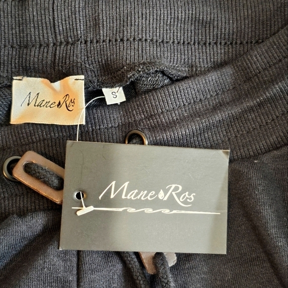 Mane Ros Elastic and Drawstring Waist with Zippered Front Pockets Black Small - Picture 6 of 8